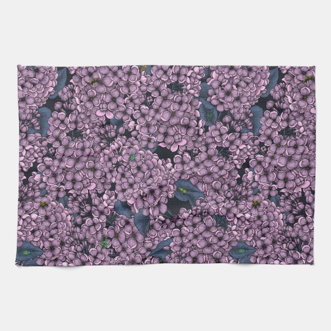 Violet Lilac garden Kitchen Towel (Horizontal)