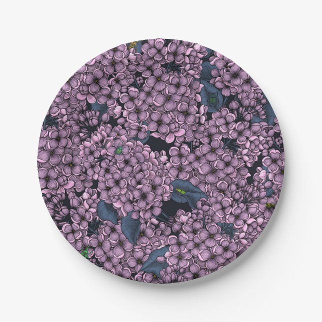 Violet Lilac garden Paper Plates (Front)