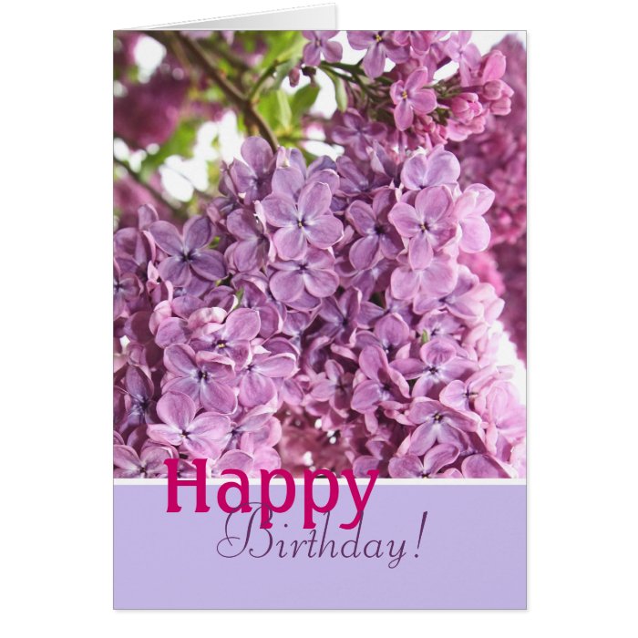 Violet lilac happy birthday card