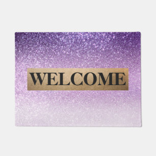 Violet Lilac Pastel Purple Triple Glitter Monogram Doormat