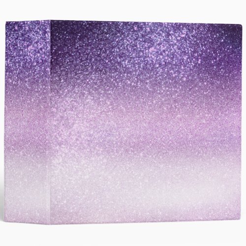Violet Lilac Pastel Purple Triple Glitter Ombre 3 Ring Binder