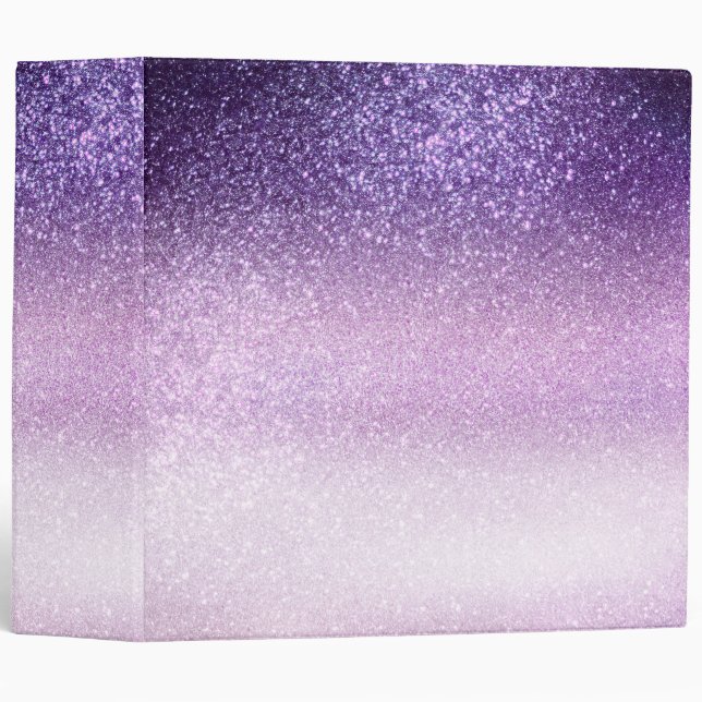 Violet Lilac Pastel Purple Triple Glitter Ombre 3 Ring Binder (Front/Spine)