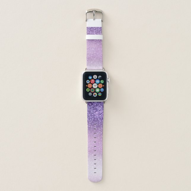 Violet Lilac Pastel Purple Triple Glitter Ombre Apple Watch Band (Front)