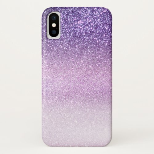 Violet Lilac Pastel Purple Triple Glitter Ombre iPhone X Case