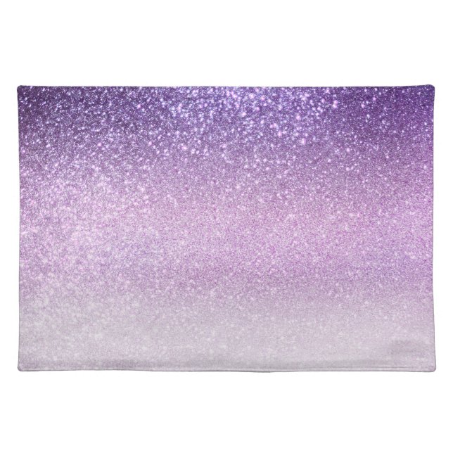 Violet Lilac Pastel Purple Triple Glitter Ombre Cloth Placemat (Front)