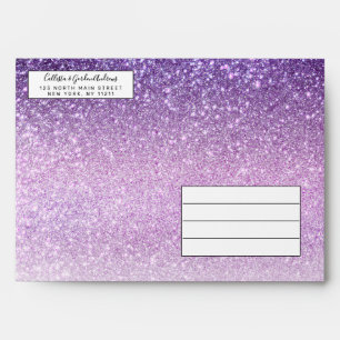 Violet Lilac Pastel Purple Triple Glitter Ombre Envelope