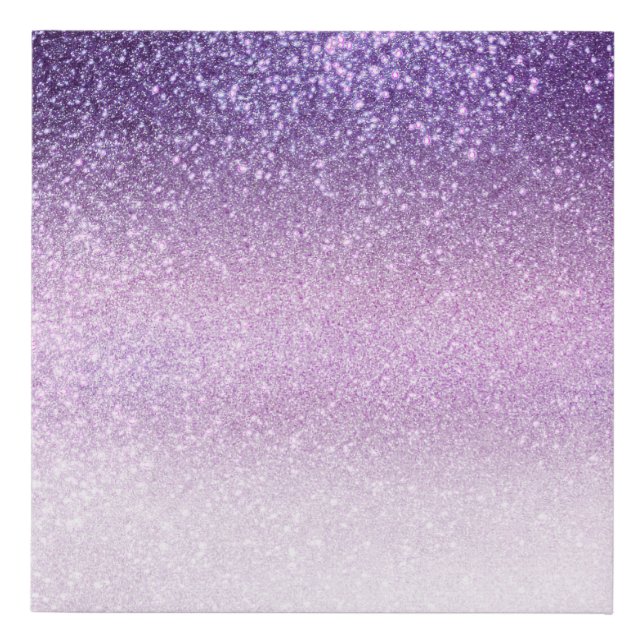 Violet Lilac Pastel Purple Triple Glitter Ombre Faux Canvas Print (Front)
