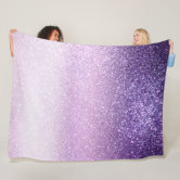 Violet Princess Blush Pink Triple Glitter Ombre Fleece Blanket