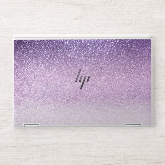 Violet Lilac Pastel Purple Triple Glitter Ombre HP Laptop Skin (Front)