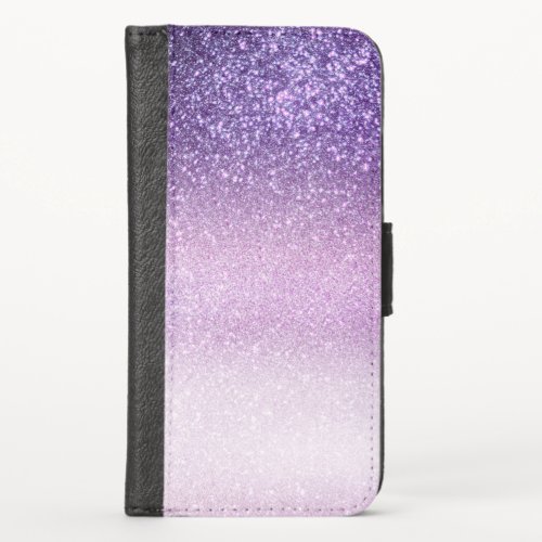 Violet Lilac Pastel Purple Triple Glitter Ombre iPhone X Wallet Case