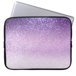 Violet Lilac Pastel Purple Triple Glitter Ombre Laptop Sleeve