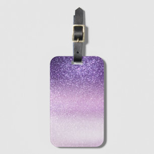 Violet Lilac Pastel Purple Triple Glitter Ombre Luggage Tag