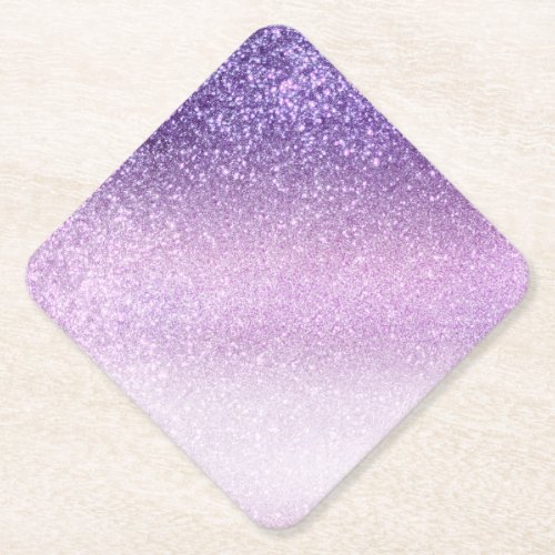 Violet Lilac Pastel Purple Triple Glitter Ombre Paper Coaster