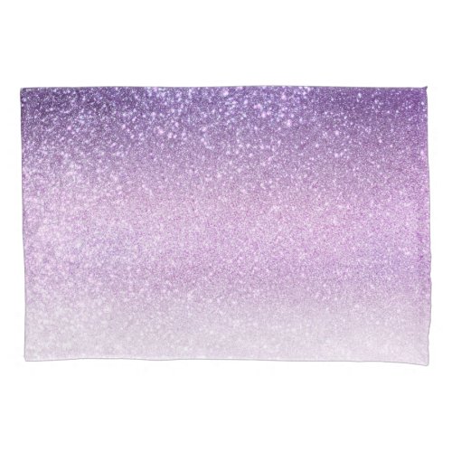 Violet Lilac Pastel Purple Triple Glitter Ombre Pillow Case