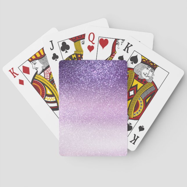 Violet Lilac Pastel Purple Triple Glitter Ombre Poker Cards (Back)