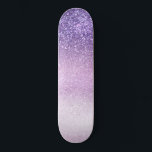 Violet Lilac Pastel Purple Triple Glitter Ombre Skateboard<br><div class="desc">This girly and chic design is perfect for the girly girl. It depicts faux printed sparkly triple sparkly glitter ombre gradient of violet purple, lilac purple, and pastel purple. It's pretty, modern, trendy, and unique. ***IMPORTANT DESIGN NOTE: For any custom design request such as matching product requests, color changes, placement...</div>
