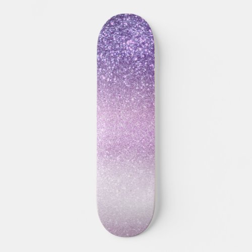 Violet Lilac Pastel Purple Triple Glitter Ombre Skateboard