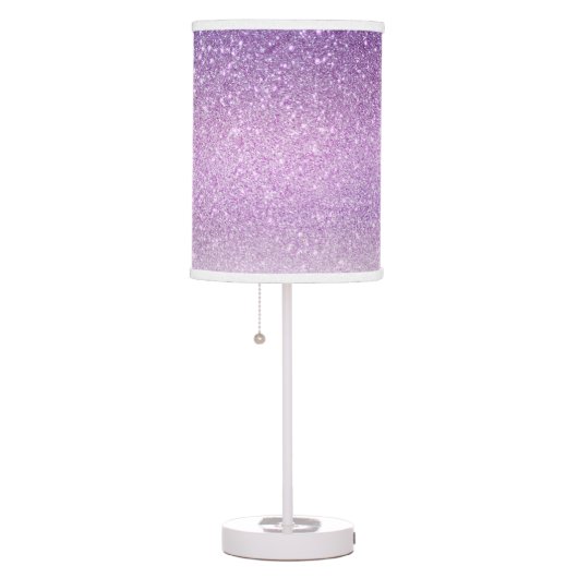 Violet Lilac Pastel Purple Triple Glitter Ombre Table Lamp (Right)