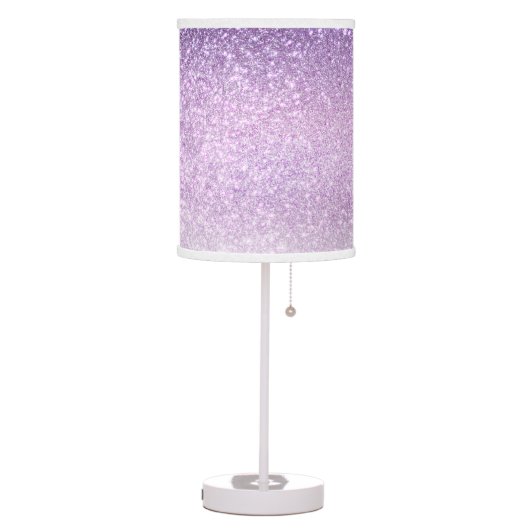 Violet Lilac Pastel Purple Triple Glitter Ombre Table Lamp (Left)