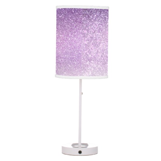 Violet Lilac Pastel Purple Triple Glitter Ombre Table Lamp (Back)