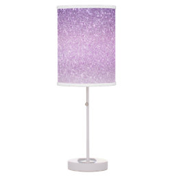 Violet Lilac Pastel Purple Triple Glitter Ombre Table Lamp