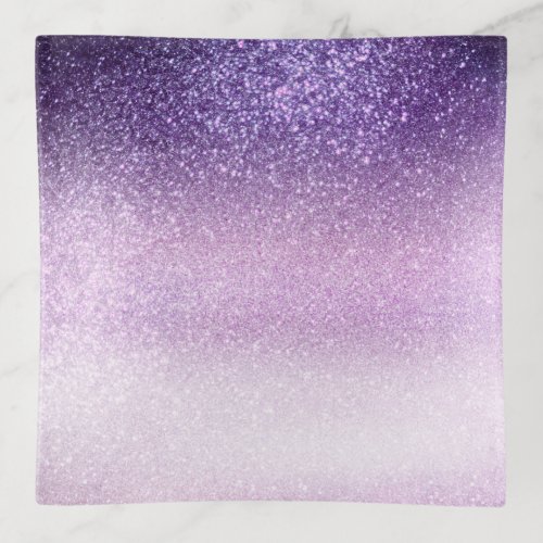 Violet Lilac Pastel Purple Triple Glitter Ombre Trinket Tray