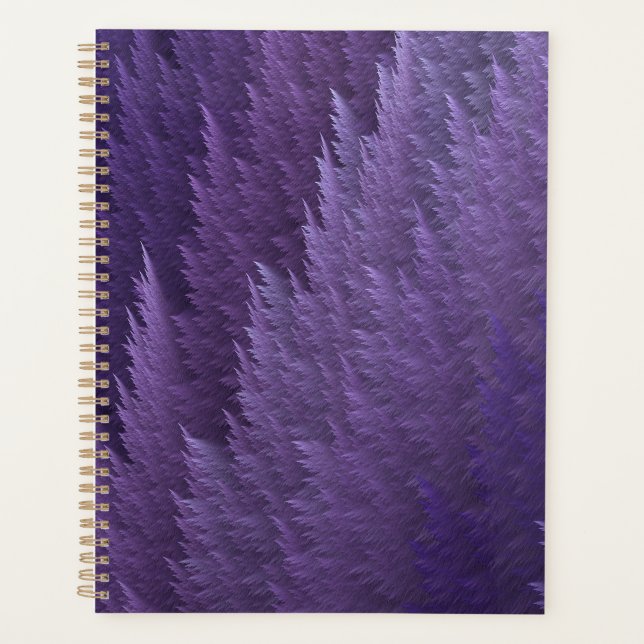 Violet Lilac Purple Tartan Feather Pattern Planner (Front)