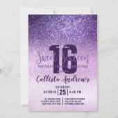 Violet Lilac Purple Triple Glitter Ombre Sweet 16 Invitation (Front)