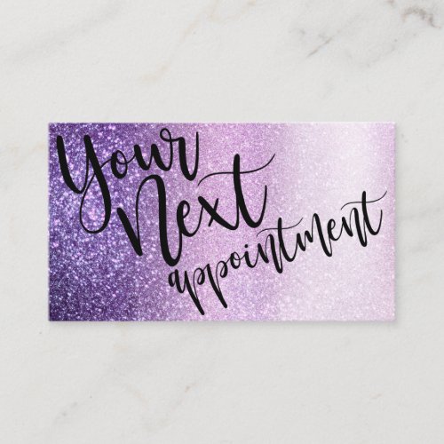 Violet Lilac Purple Triple Glitter Typography Appointment Card