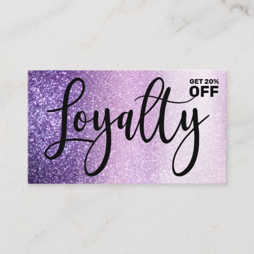 Violet Lilac Purple Triple Glitter Typography Loyalty Card