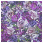 Violet Lilac Rose Flowers Garden Pattern Fabric