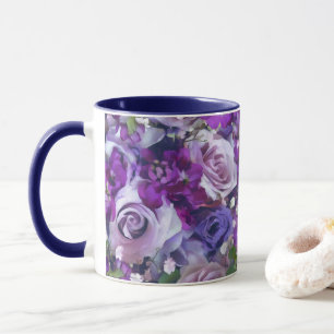 Violet Lilac Rose Flowers Garden Pattern Mug