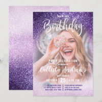 Violet Lilac Triple Glitter Ombre Photo Birthday