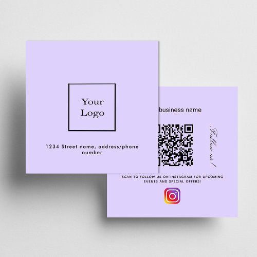 Violet logo qr code instagram follow us square business card