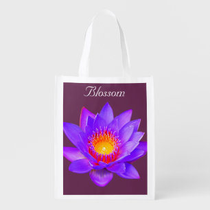 Violet Lotus Flower Grocery Bag