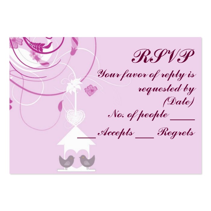 Violet Love Birds RSVP Card Template Business Card Template