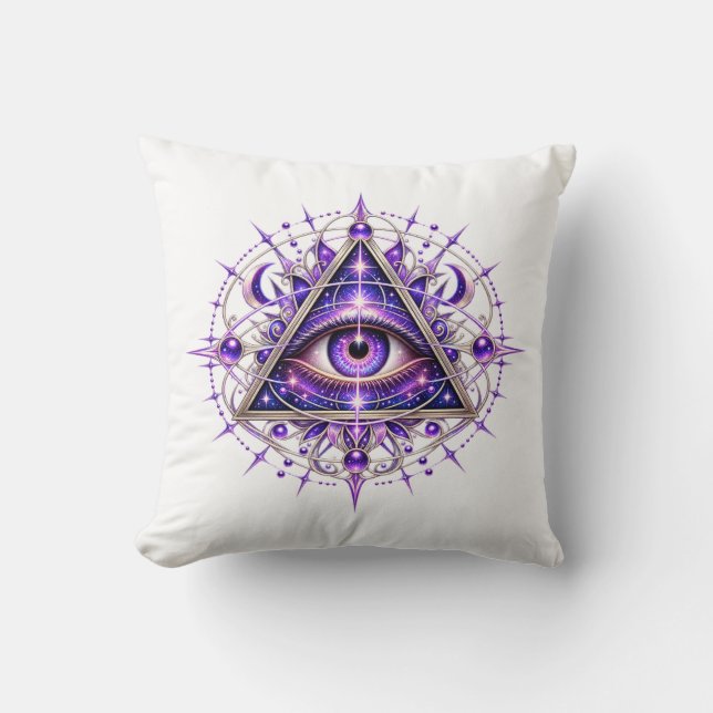 Violet Lunar Eye Throw Pillow (Front)