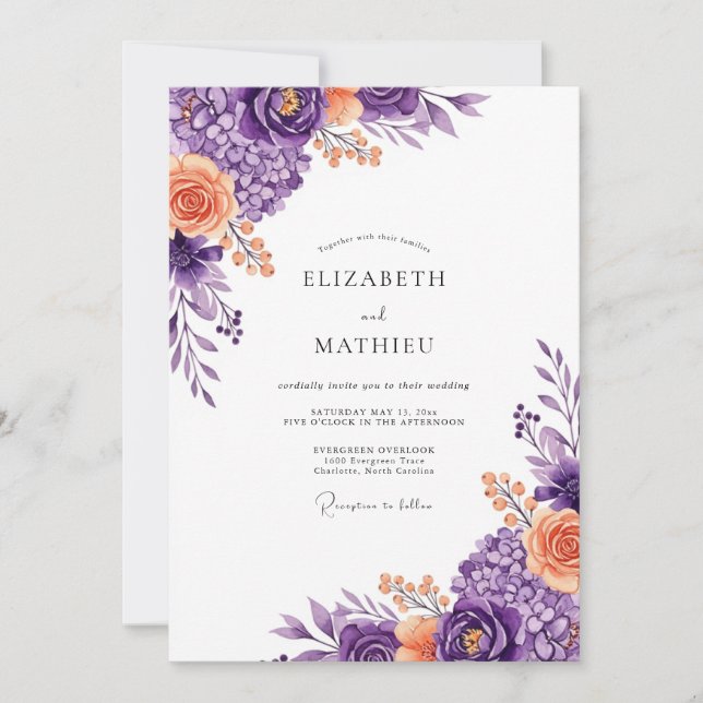 Violet Lush Spring Wedding Invitation (Front)