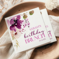 Violet Magenta Purple Floral Birthday Party Brunch