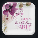 Violet Magenta Purple Floral Birthday Party Paper Plates<br><div class="desc">These are Violet Magenta Purple Floral Flowers Birthday Party Paper Plates!</div>