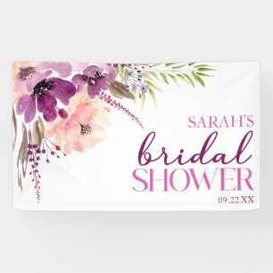 Violet Magenta Purple Floral Bridal Shower Banner