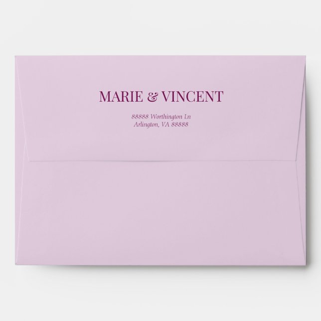Violet Magenta Purple Floral Flowers Wedding Envelope (Back (Top Flap))