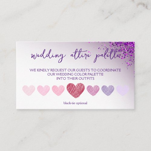 Violet Magenta QR Code Wedding Attire Dress Code Enclosure Card