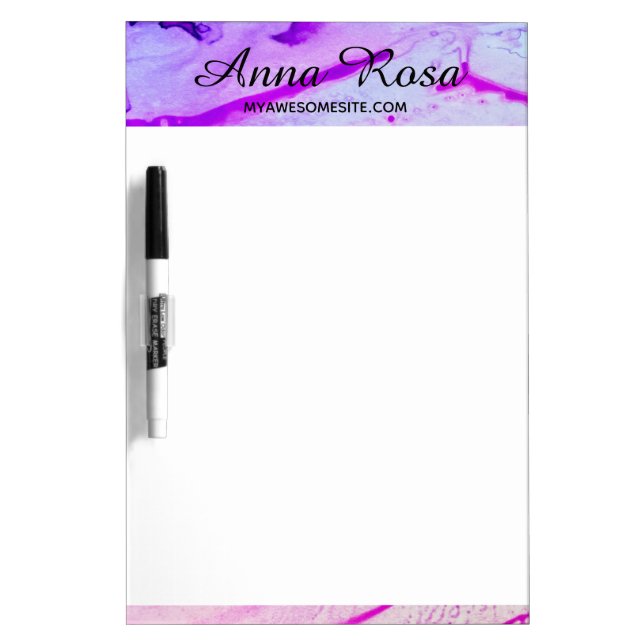 *~* Violet Magenta Turquoise Abstract Watercolor Dry Erase Board (Front)