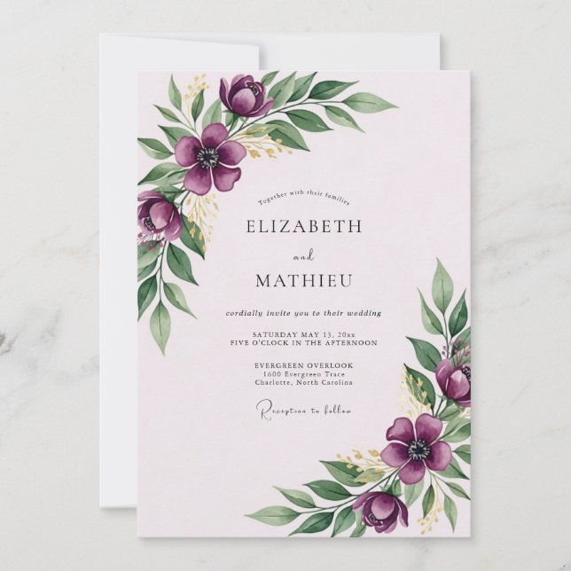 Violet Magnificent Spring Wedding Invitation (Front)