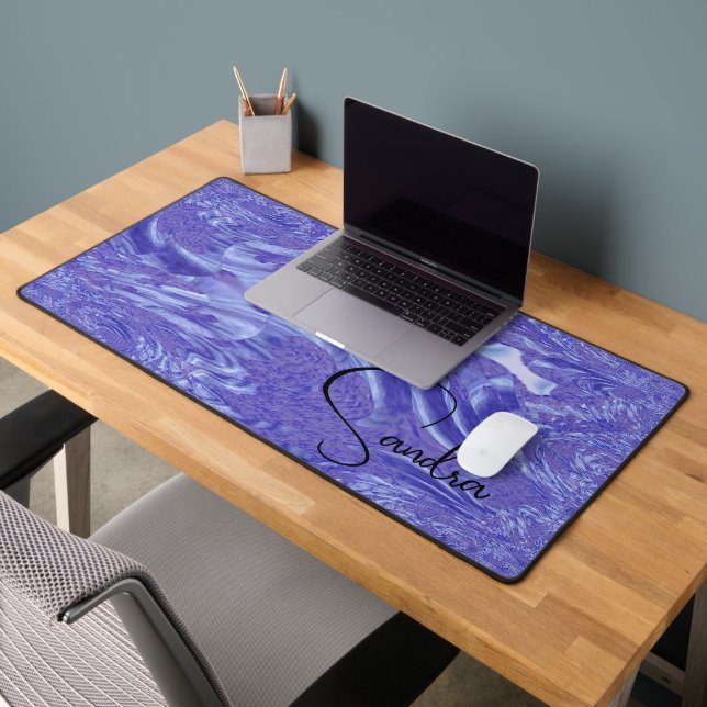 Violet Marble Abstract Personalized Desk Mat (Office 2)