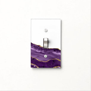 Violet Marble Agate Golden Glitter Accents Light Switch Cover
