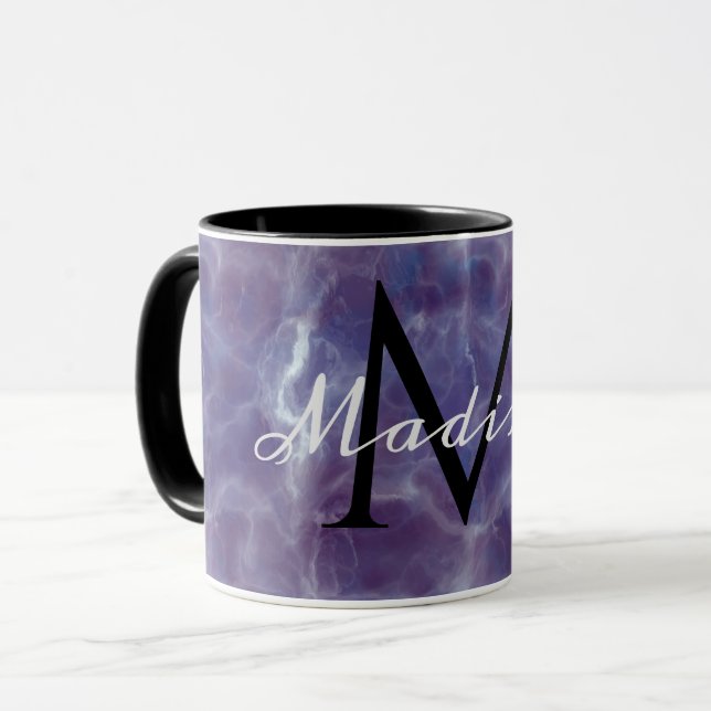 Violet Marble Custom Name Monogram Mug (Front Left)