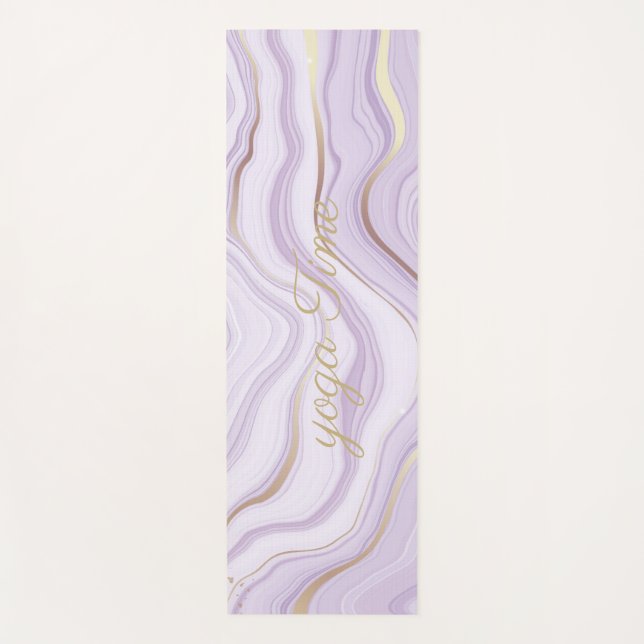 violet marbled watercolor yoga mat (Front)