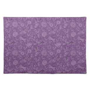 Violet Mauve Butterfly LOVE - seamless pattern. Cloth Placemat